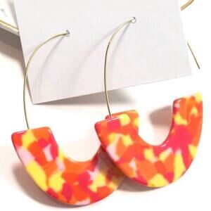 Urban Outfitters Sherbet Pink & Orange Marble Geometric Circle Earrings